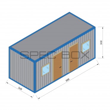 Блок-контейнер металлический 2 входа 6*2.4 ВАГОНКА