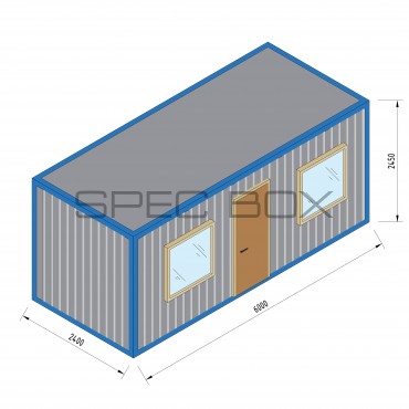 Блок-контейнер офисный распашонка с тамбуром 6*2.4 ВАГОНКА