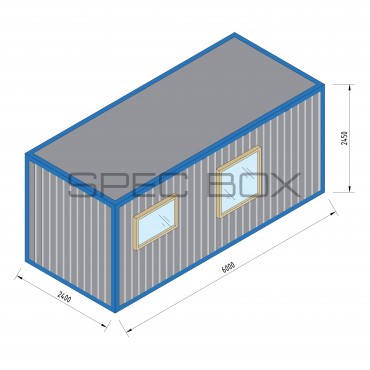 Бытовка офисная с тамбуром и душевой (тип 2) 6*2.4 ВАГОНКА