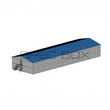Модульное общежитие из блок-контейнеров 2 этажа 28.8*12 МДФ/ПВХ